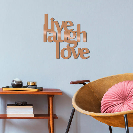 Lıve Laugh Love - Copper - Decorative Metal Wall Accessory
