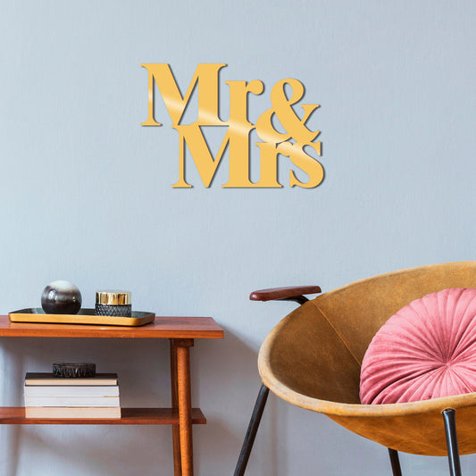 Mr&Mrs Metal Decor - Gold - Decorative Metal Wall Accessory
