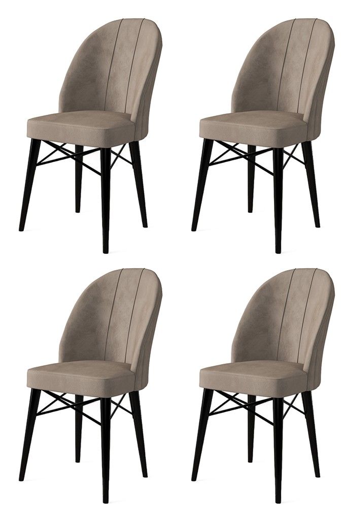 Ritim - Cappuccino, Black - Chair Set (4 Pieces)