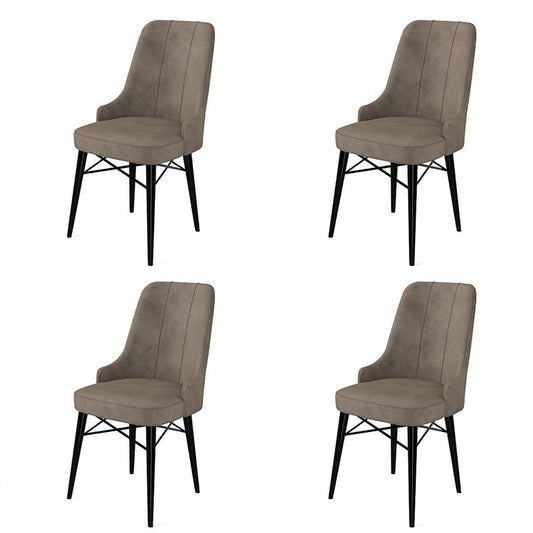 Pare - Cappuccino, Black - Chair Set (4 Pieces)