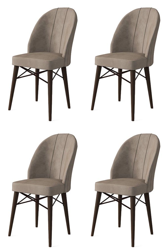 Ritim - Cappuccino, Brown - Chair Set (4 Pieces)