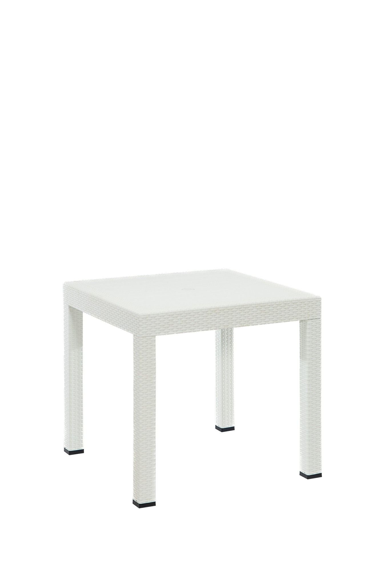 Rattan 80x80 Small Masa Takimi - White - Garden Table & Chairs Set (5 Pieces)