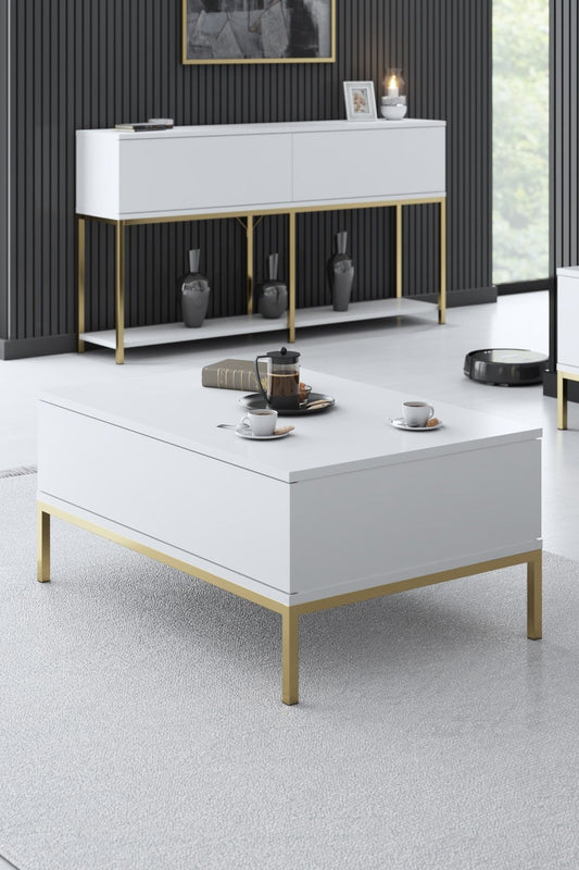 Lord - White, Gold - Coffee Table