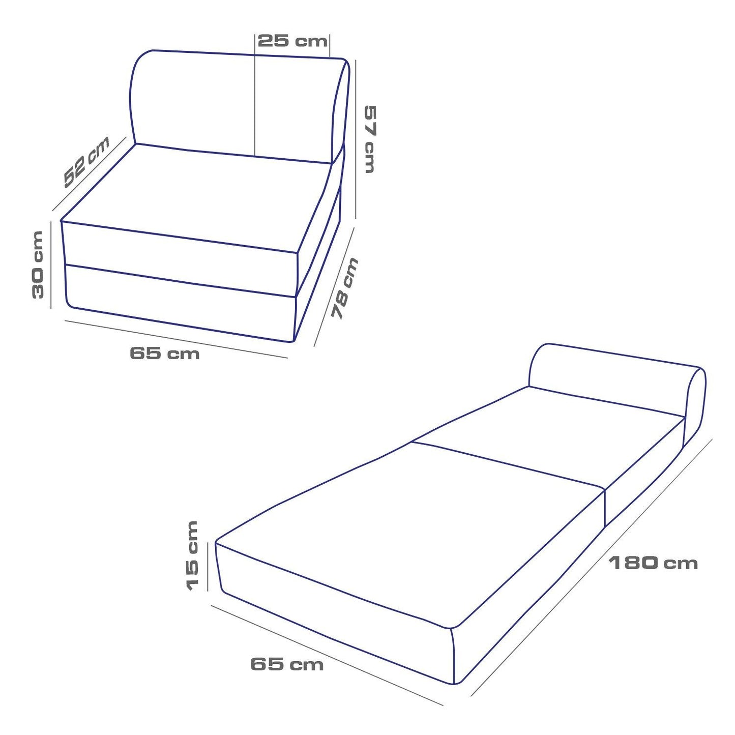 Magic - Light Grey - 1-Seat Sofa-Bed