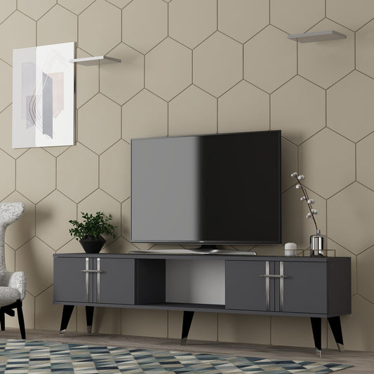 Asel - Anthracite, Silver - TV Stand