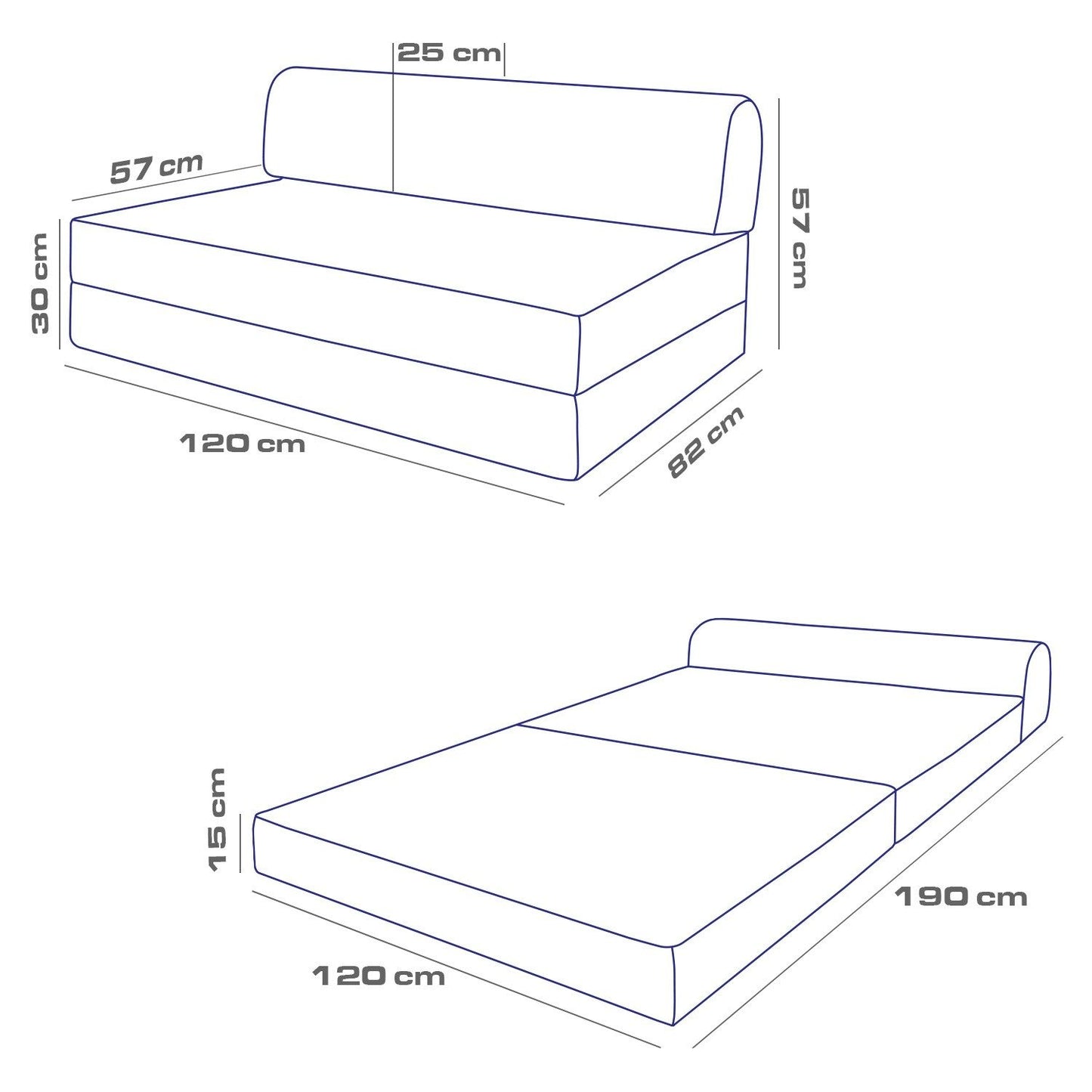Magic - Light Grey - 2-Seat Sofa-Bed