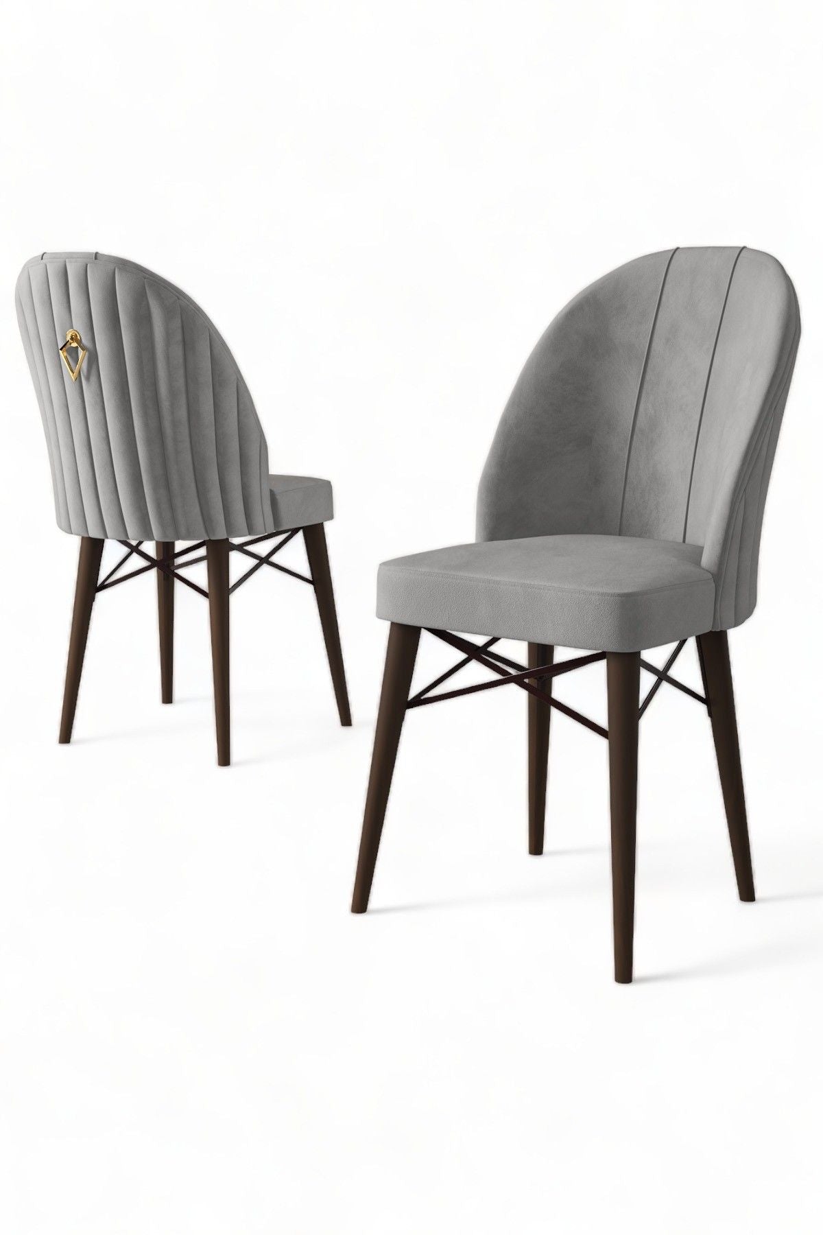 Ritim - Grey, Brown - Chair Set (4 Pieces)