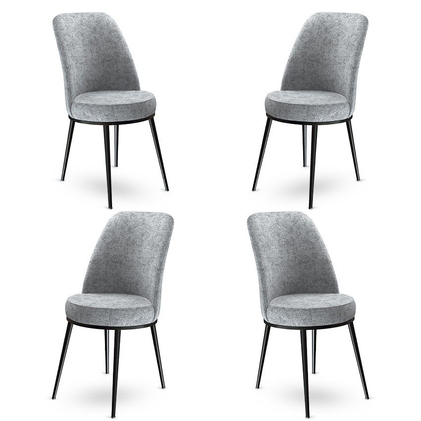 Dexa - Grey, Black - Chair Set (4 Pieces)