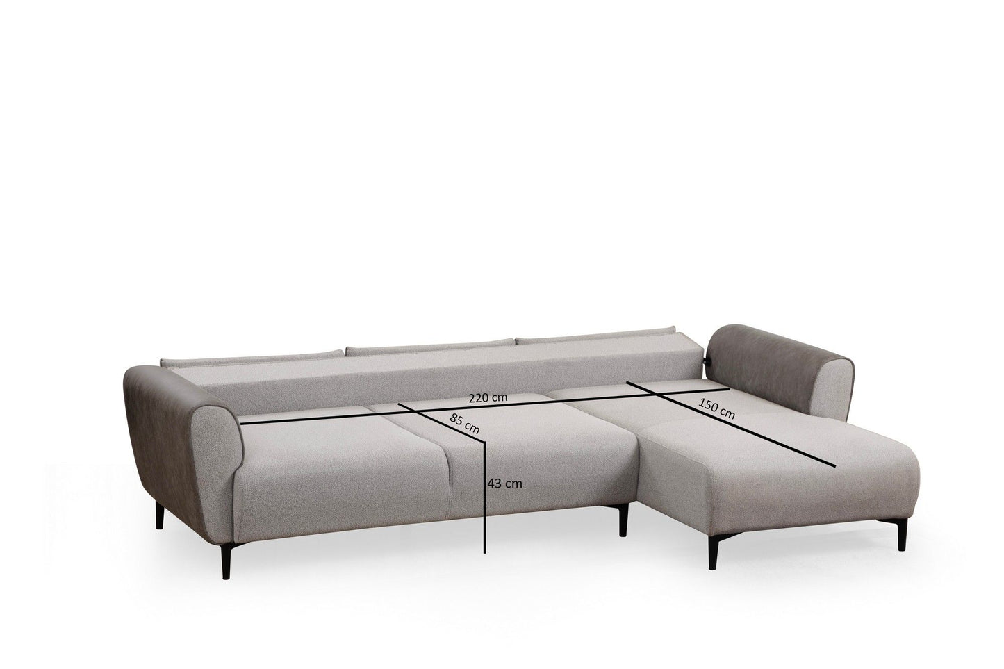 Aren Right - Grey - Corner Sofa-Bed