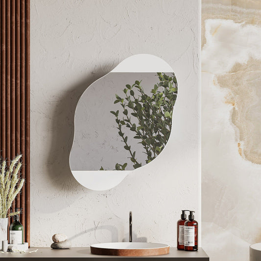 Cloud Storage Bathroom Wall Mirror - White - Bathroom Cabinet