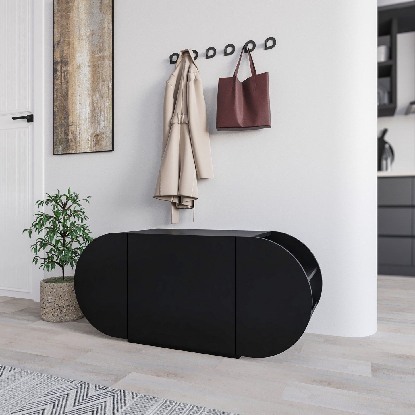 Pozy Shoe Bench - Black - Shoe Cabinet