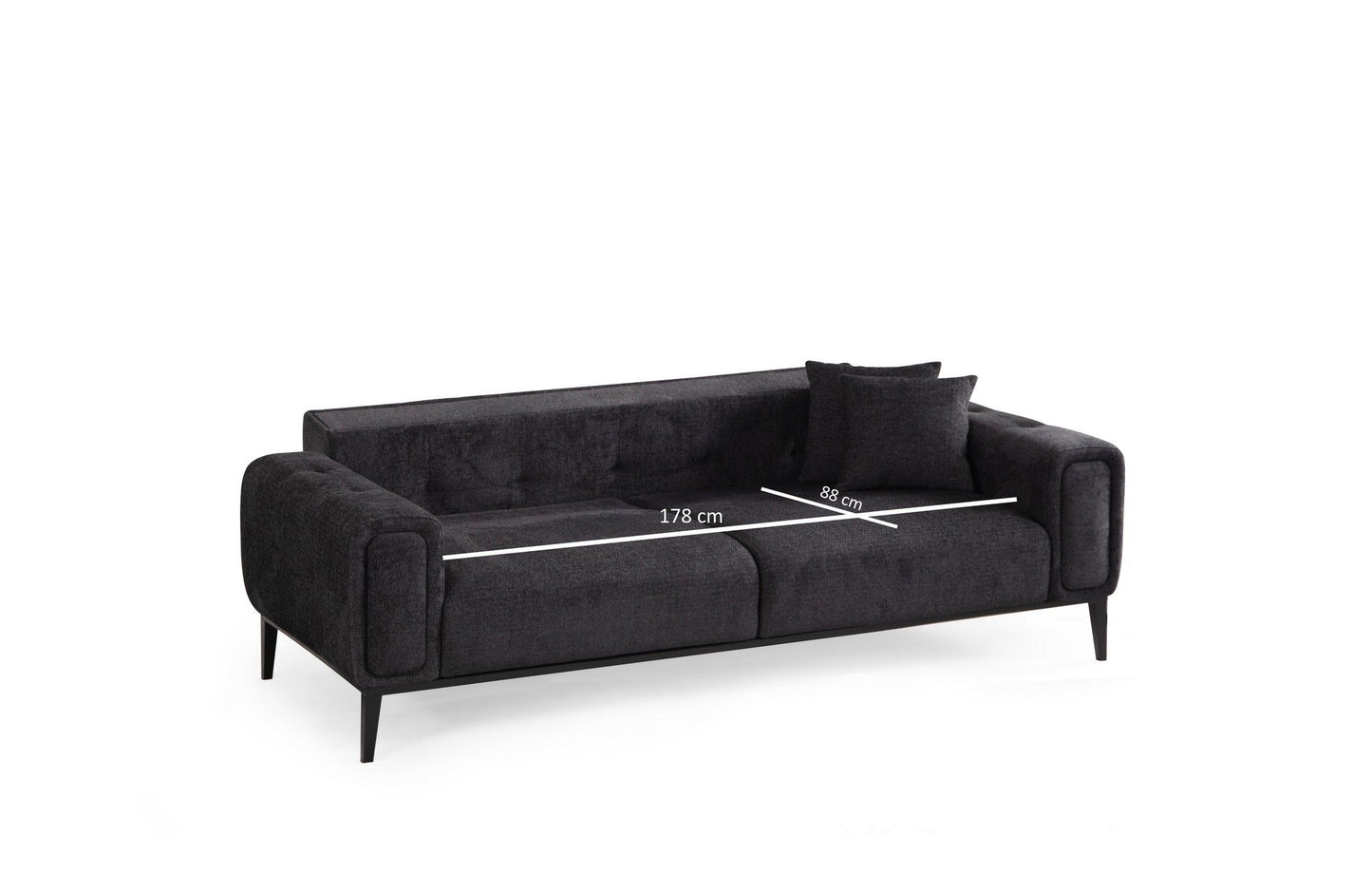Athena 3 Seater - Black - 3-Seat Sofa-Bed