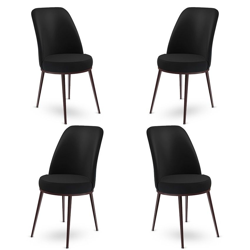 Dexa - Black, Brown - Chair Set (4 Pieces)