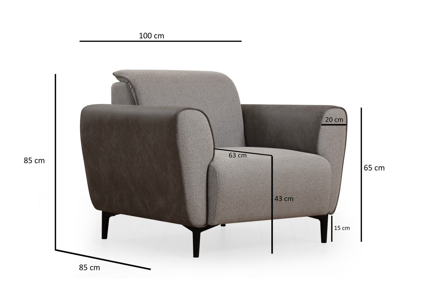 Aren - Grey - 1-Seat Sofa