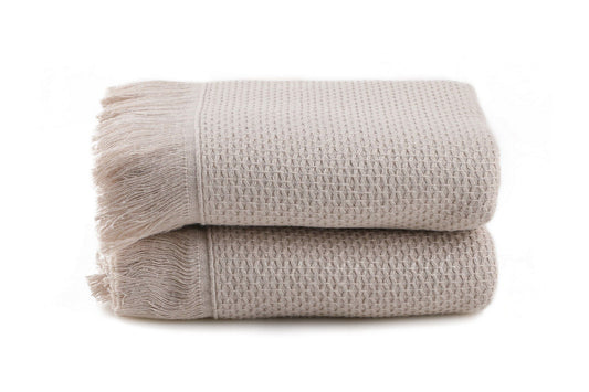 Mia - Beige - Wash Towel Set (2 Pieces)