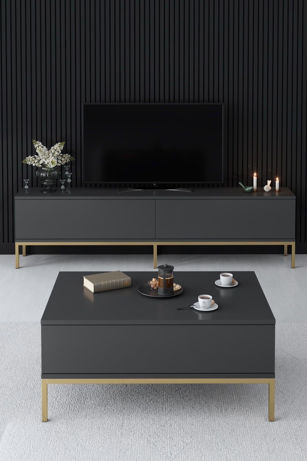 Lord - Anthracite, Gold - TV Stand