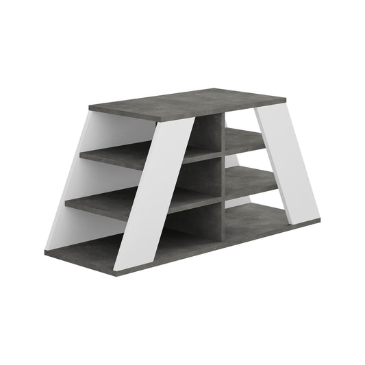 Pyramid Shoe Bench - Grey, White - Shoe Cabinet