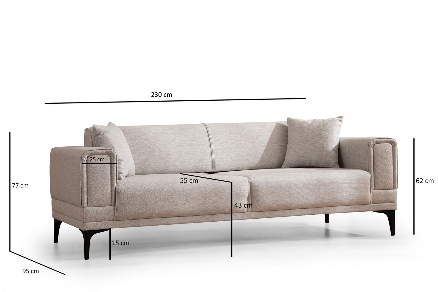 Horizon - Ecru - 3-Seat Sofa-Bed