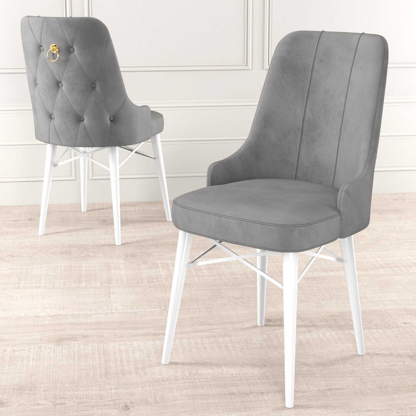 Pare - Grey, White - Chair Set (4 Pieces)