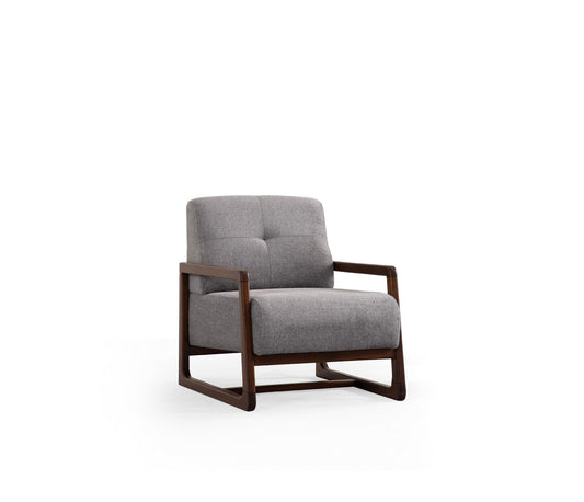 Athena Bergere - Light Grey, Walnut - Wing Chair