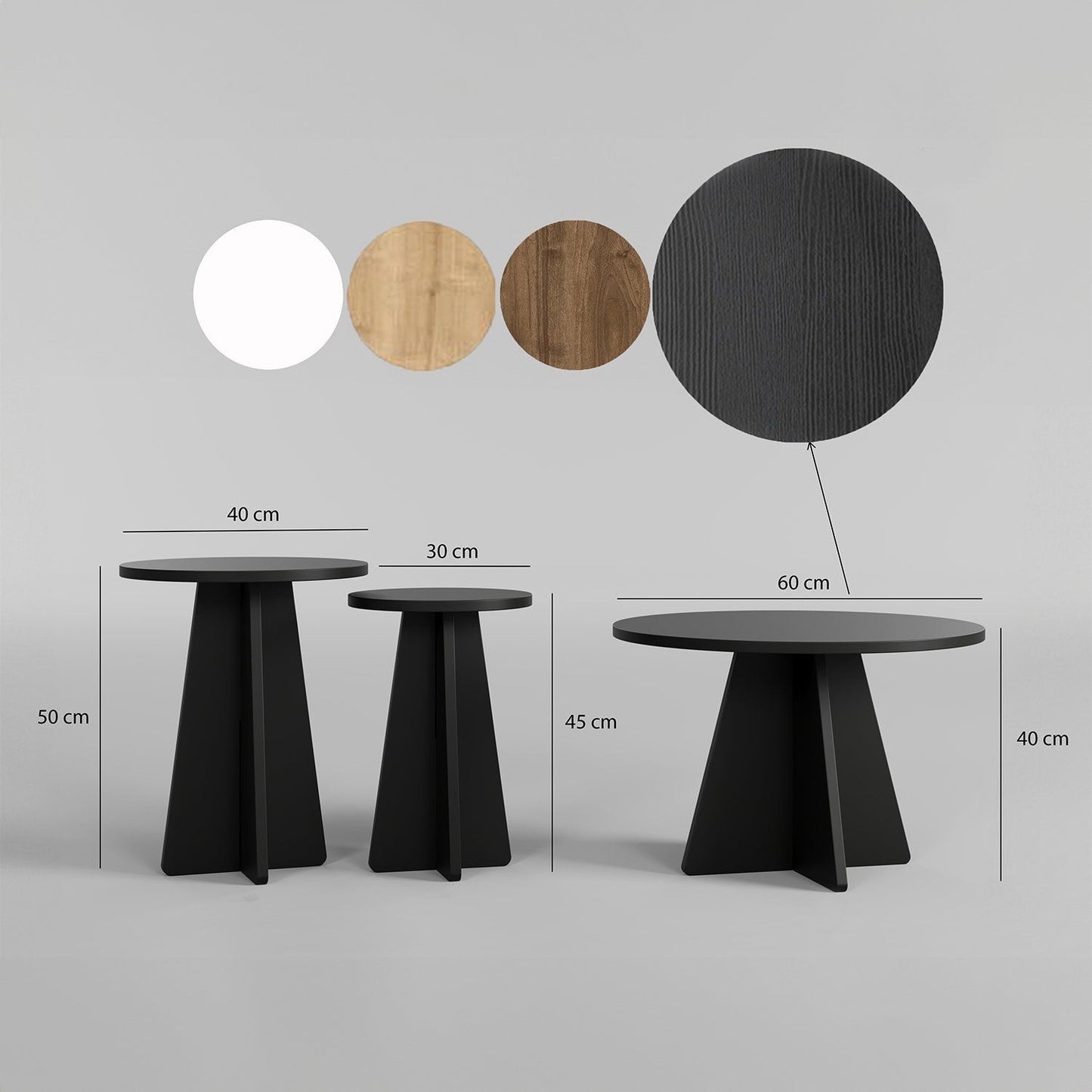 Mushroom 3 - Black - Coffee Table Set