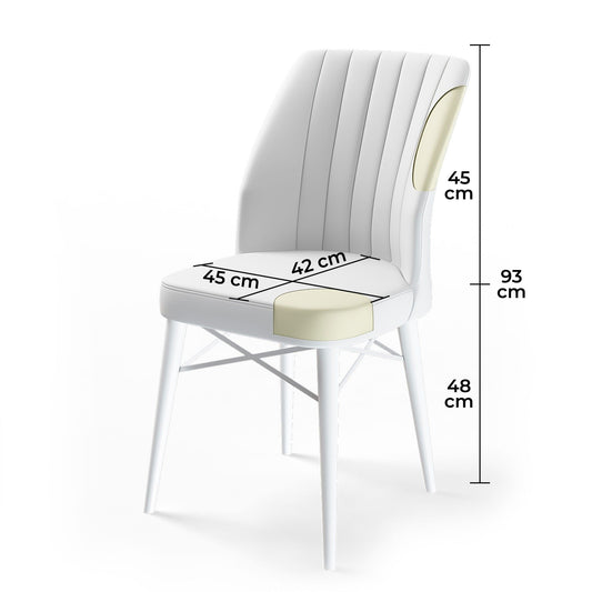 Flex - Cream, Brown - Chair Set (4 Pieces)