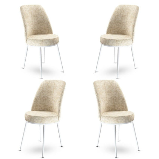 Dexa - Cream, White - Chair Set (4 Pieces)