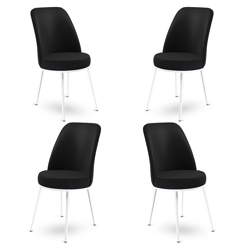 Dexa - Black, White - Chair Set (4 Pieces)