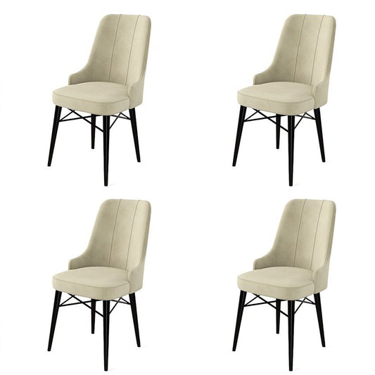 Pare - Cream, Black - Chair Set (4 Pieces)