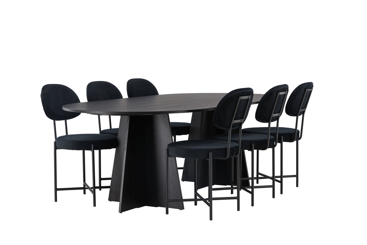 Spisebordssæt - Bootcut Oval Dining Table - Black / Black Fanéer +Stella Dining Chair - Black / Black Velvet _6