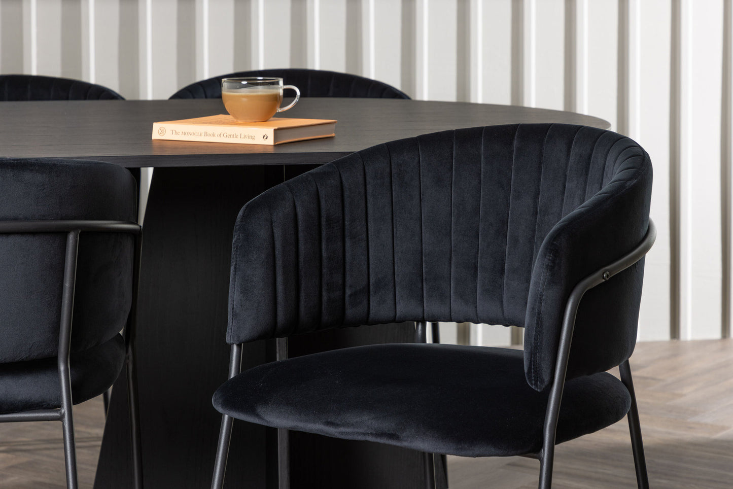 Spisebordssæt - Bootcut Oval Dining Table - Black / Black Fanéer +Selma Dining Chair - Black / Black Velvet _6