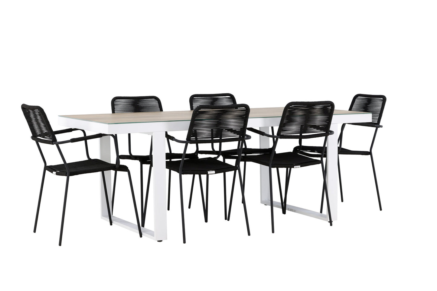 Havemøbler - Merlo Dining Table - White/Whitewash +Lindos Armchair - Black Alu / Black Rope _6