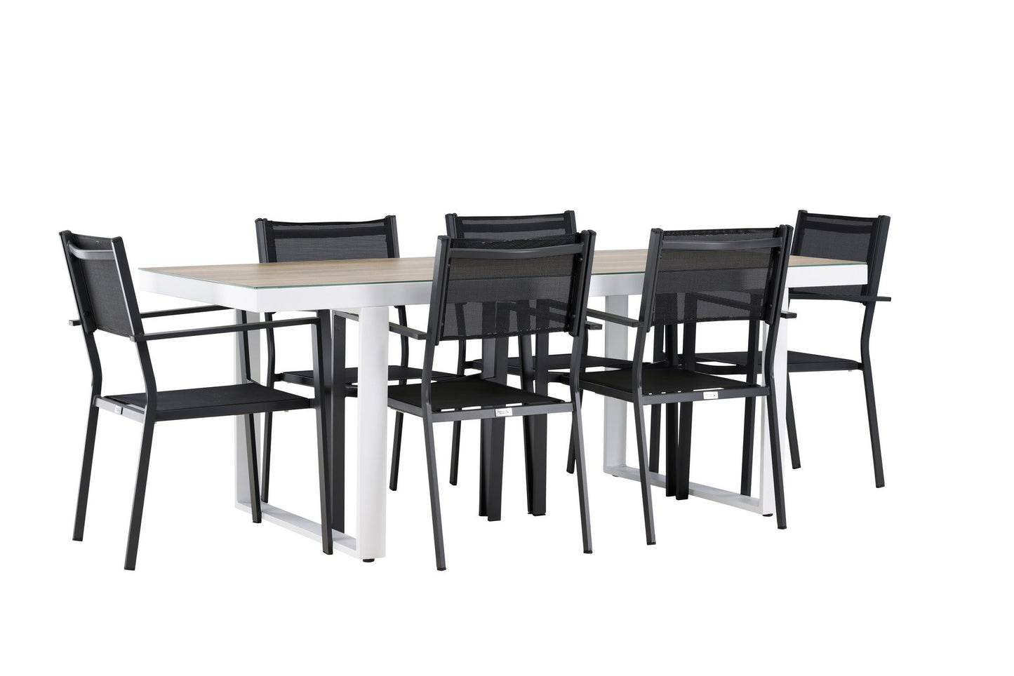 Havemøbler - Merlo Dining Table - White/Whitewash +Copacabana Stacking Chair - Black/Black