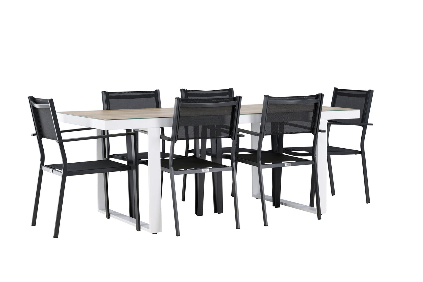 Havemøbler - Merlo Dining Table - White/Whitewash +Copacabana Stacking Chair - Black/Black