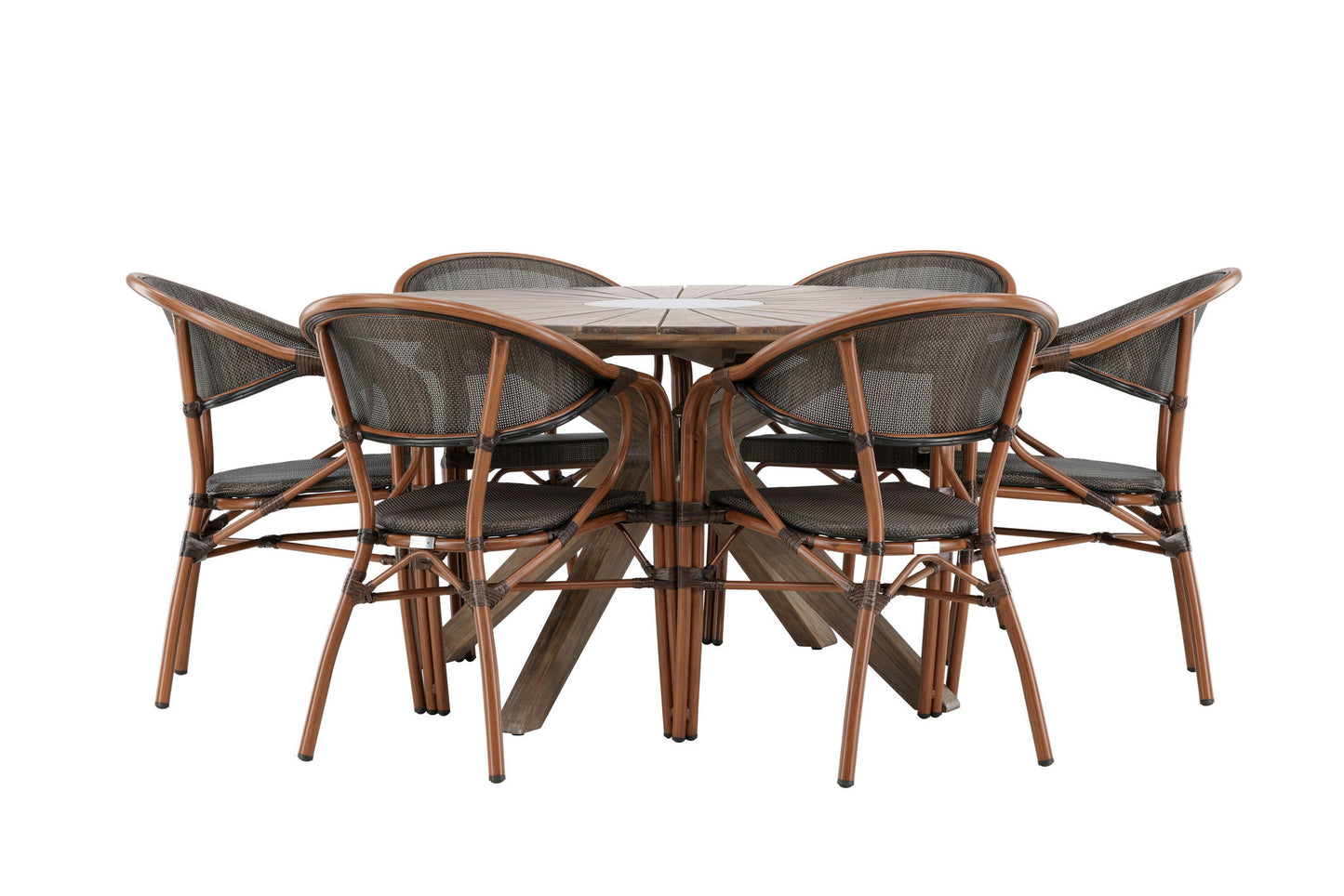 Havemøbler - Rosario Dining Table- Teak Ø140 +Vila Real Caféchair 2-pack - Brown/Black _6