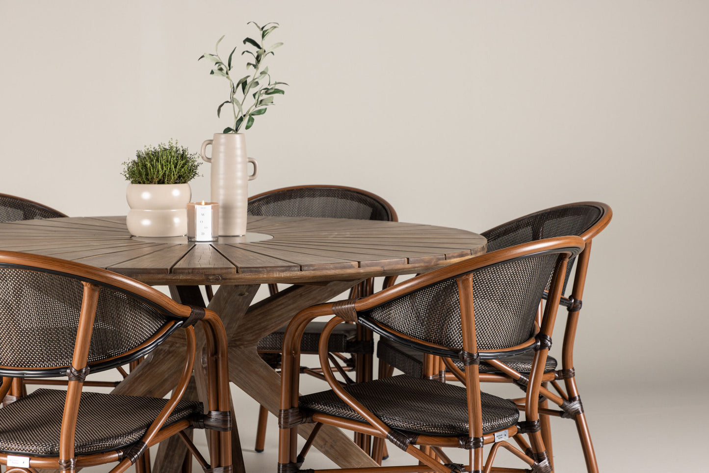 Havemøbler - Rosario Dining Table- Teak Ø140 +Vila Real Caféchair 2-pack - Brown/Black _6