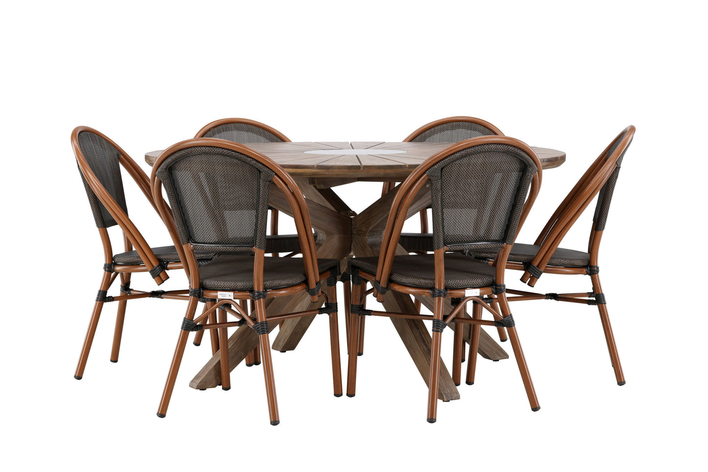 Havemøbler - Rosario Dining Table- Teak Ø140 +Guarda Caféchair 2-pack - Brown/Black _6