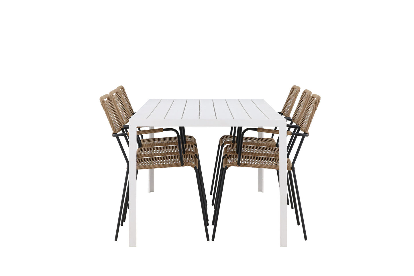 Havemøbler - Break Dining Table  - White / White Aintwood +Lindos - Armchair - Black Alu / Latte Rope _6