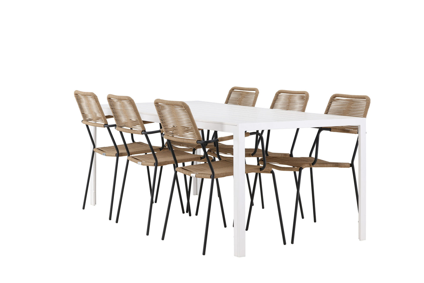 Havemøbler - Break Dining Table  - White / White Aintwood +Lindos - Armchair - Black Alu / Latte Rope _6
