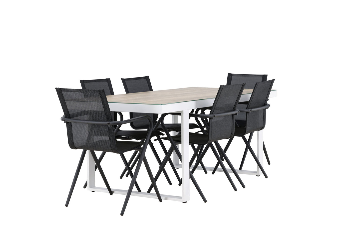 Havemøbler - Merlo Dining Table - White/Whitewash +Alina Dining Chair - Black Alu / Black Textilene _6