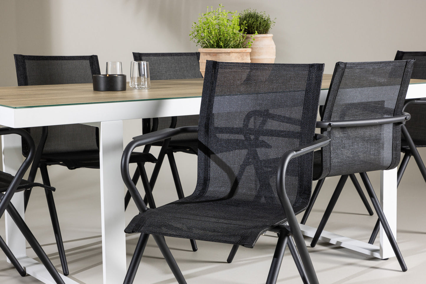 Havemøbler - Merlo Dining Table - White/Whitewash +Alina Dining Chair - Black Alu / Black Textilene _6