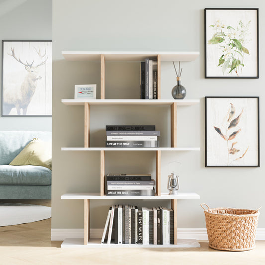 Harmon - Oak, White - Bookshelf
