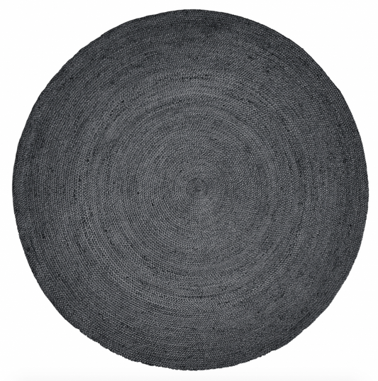 Rundt tæppe i jute - ø150 cm - sort / Outlet