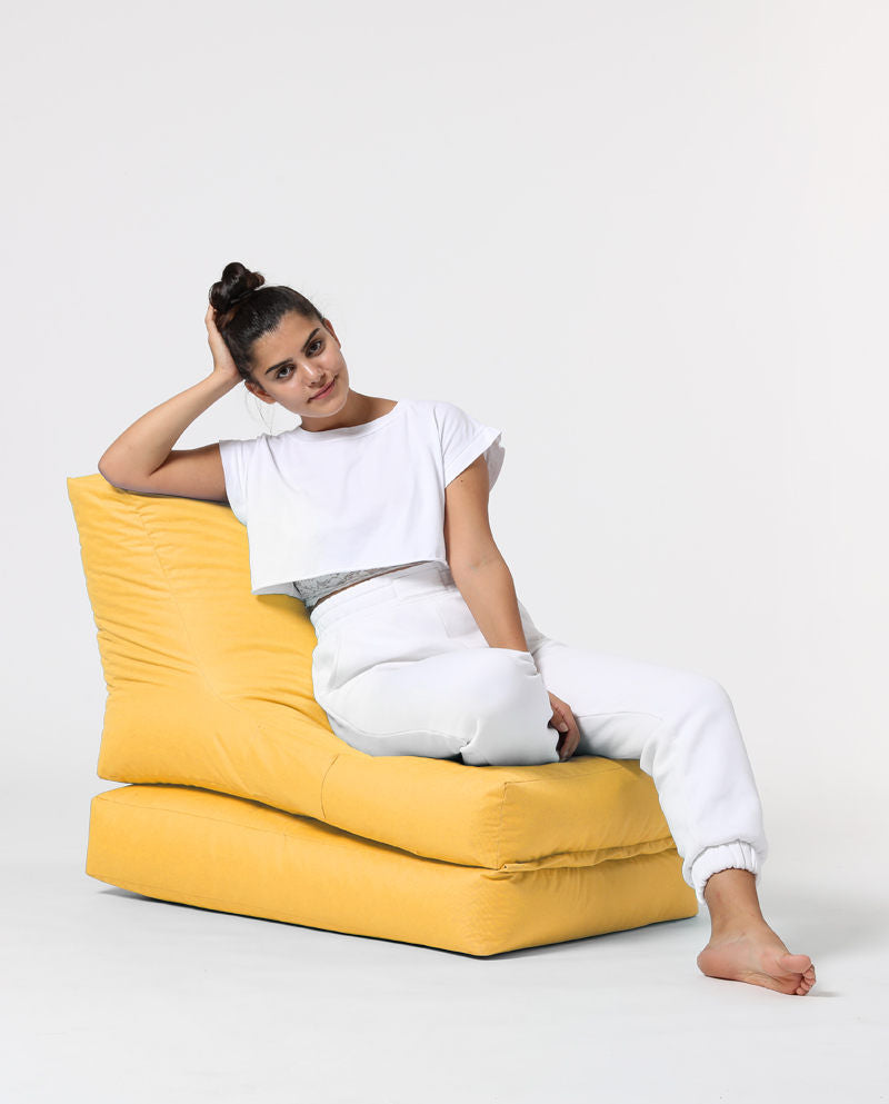 Siesta Sofa Bed Pouf - Yellow - Garden Bean Bag