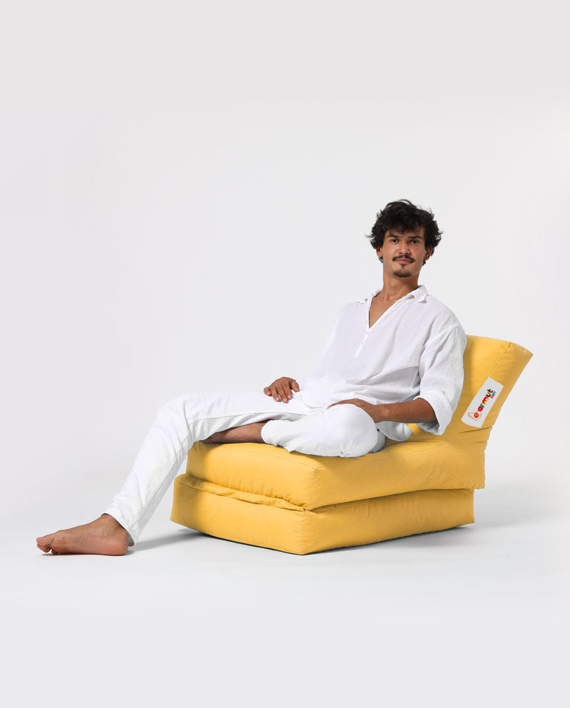 Siesta Sofa Bed Pouf - Yellow - Garden Bean Bag