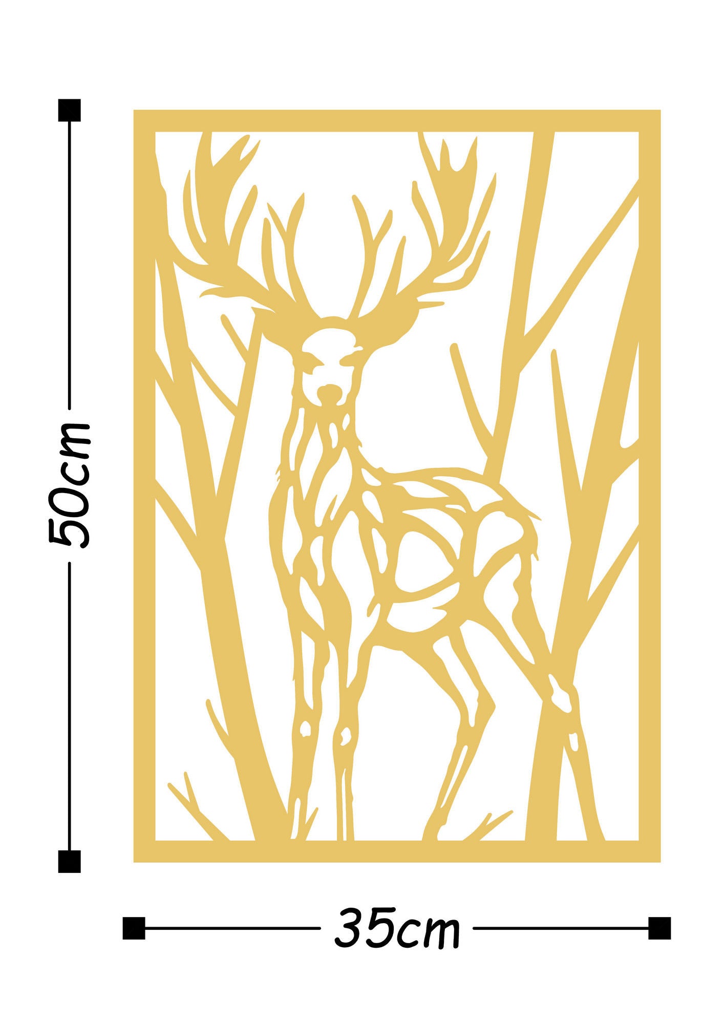 Deer Metal Decor - Gold - Decorative Metal Wall Accessory