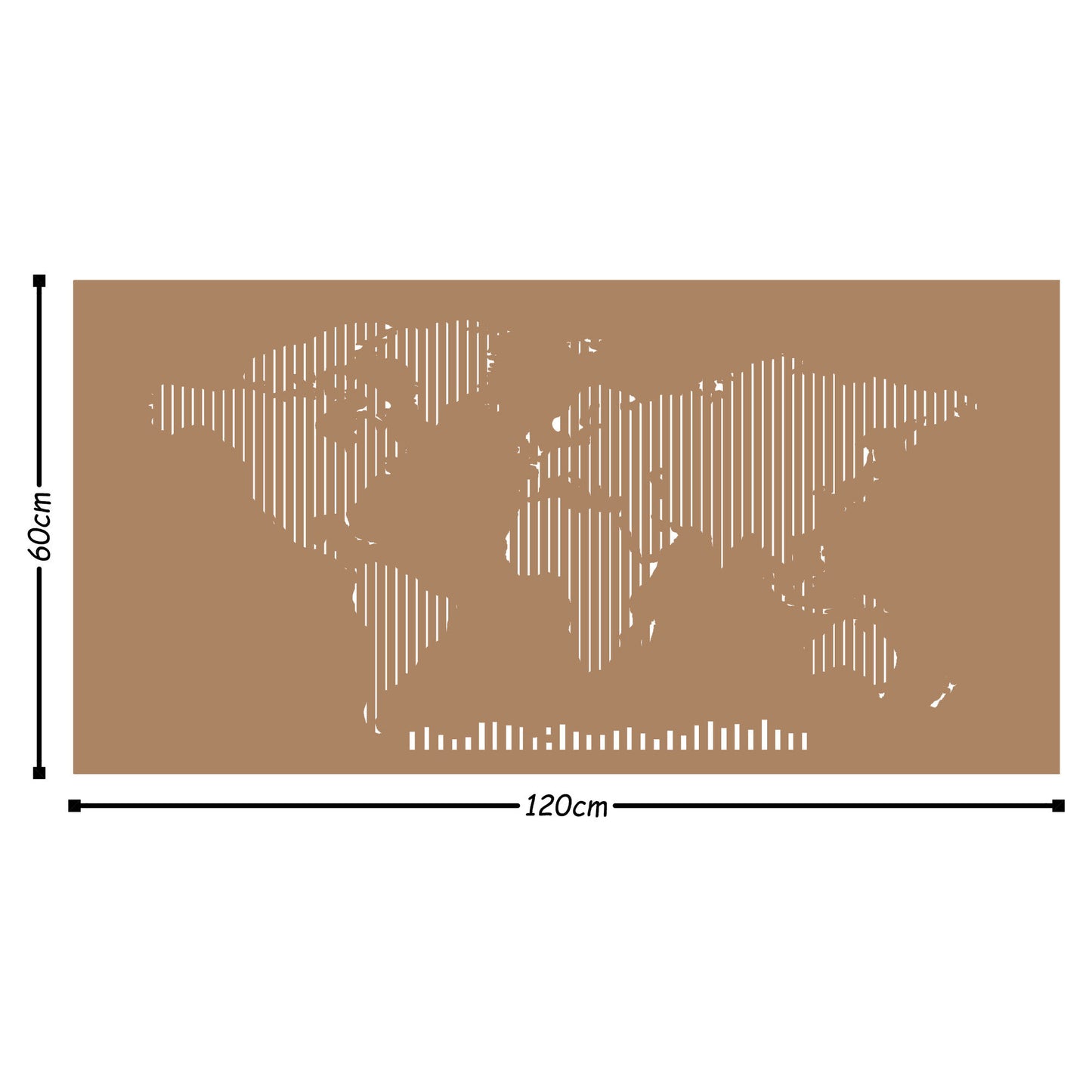 World Map Metal Decor 8 - Copper - Decorative Metal Wall Accessory