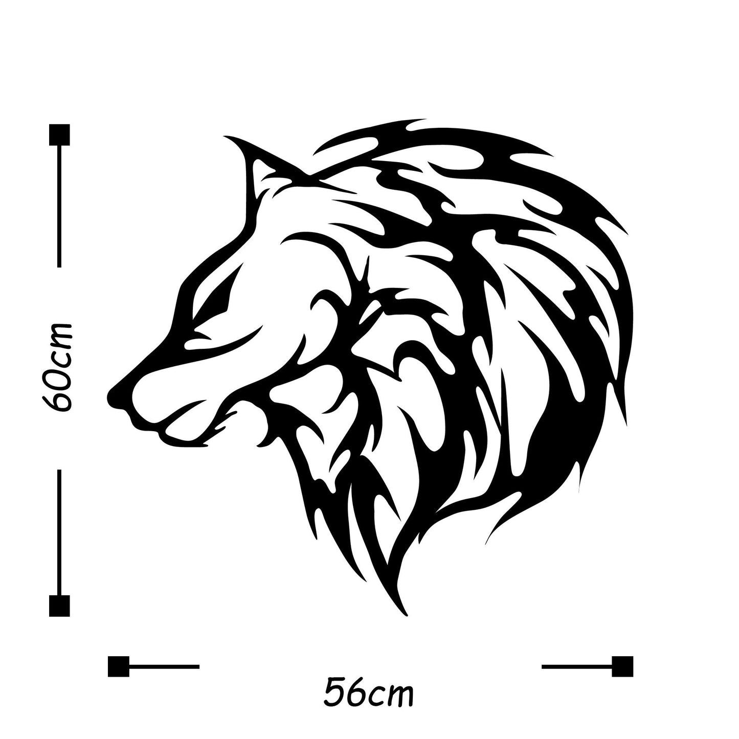 Wolf3 - Black - Decorative Metal Wall Accessory