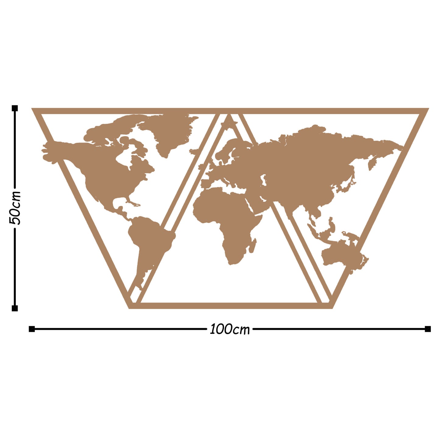 World Map Metal Decor 9 - Copper - Decorative Metal Wall Accessory
