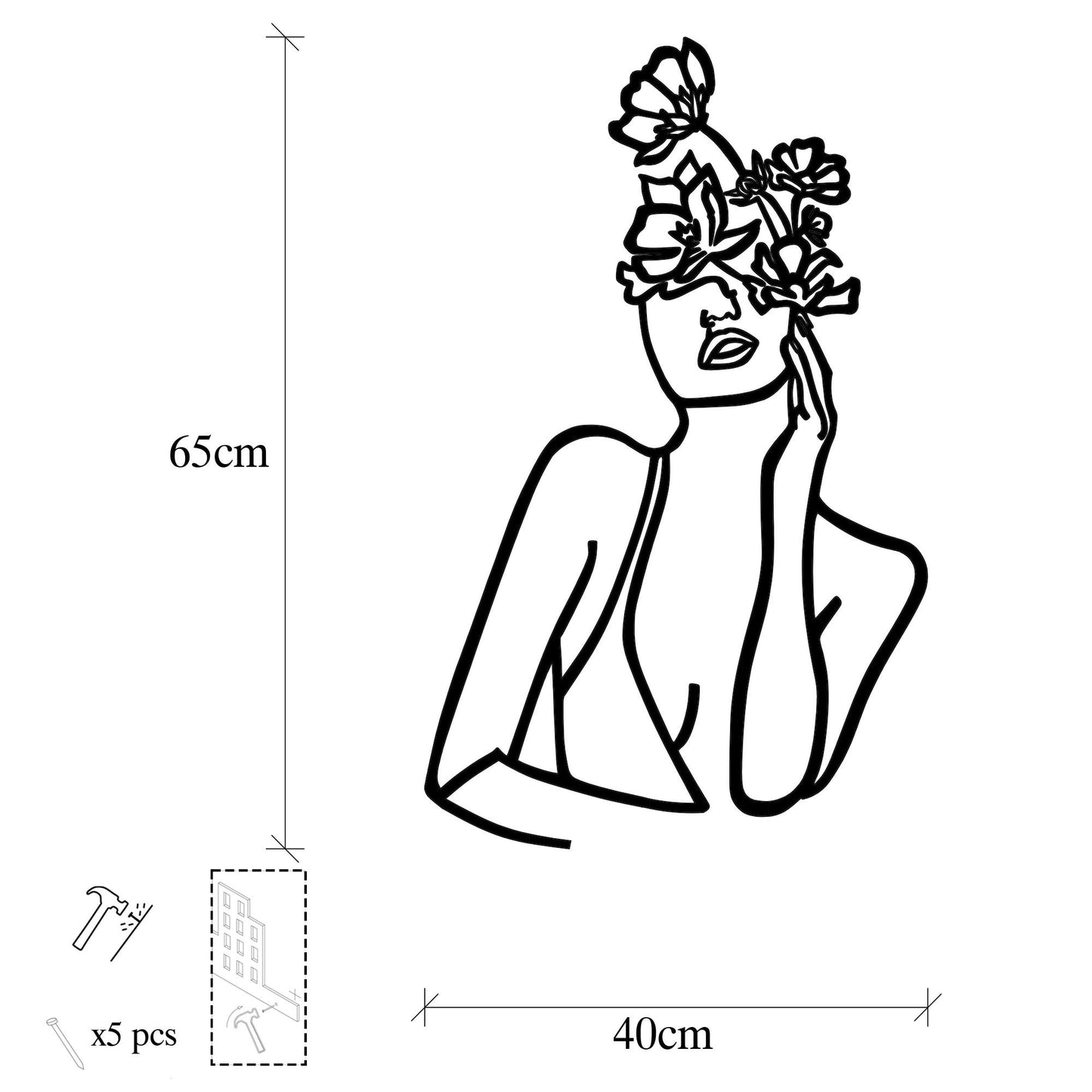 Woman And Flower - Decorative Metal Wall Accessory
